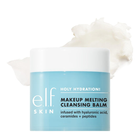 e.l.f. Holy Hydration cleansing balm front view showing jar and hydrating benefits