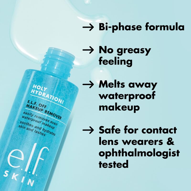 e.l.f. remover on cotton pad wiping off waterproof mascara showing gentle removal