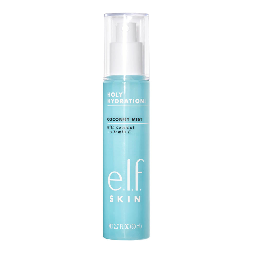 e.l.f. SKIN front bottle view showing label and tropical design, highlights portability