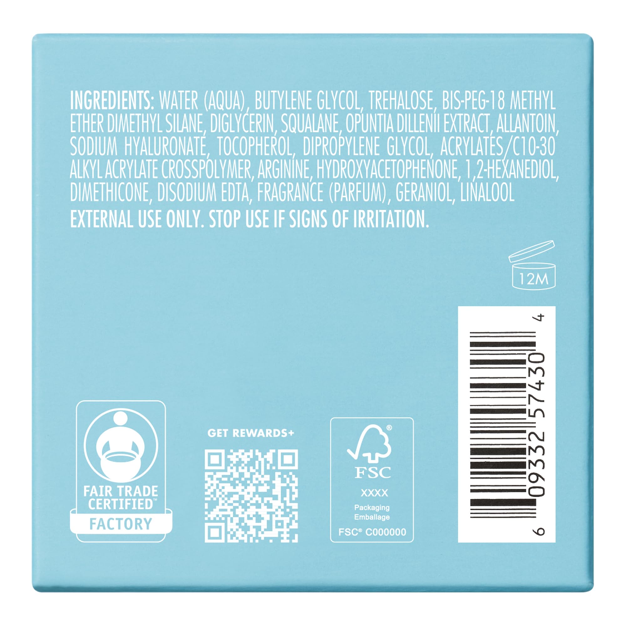 e.l.f. close-up of ingredients label highlighting squalane and allantoin benefits