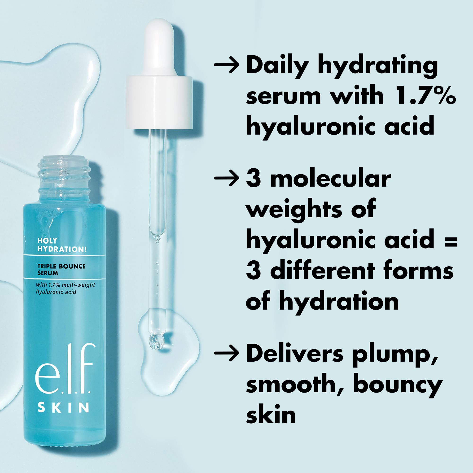 e.l.f. product label close-up featuring active ingredients and transparency