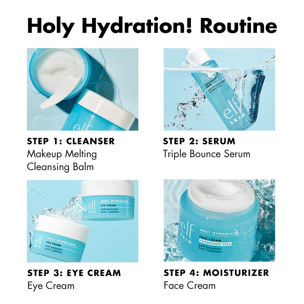 e.l.f. serum being patted into skin to show plumping hydration benefit