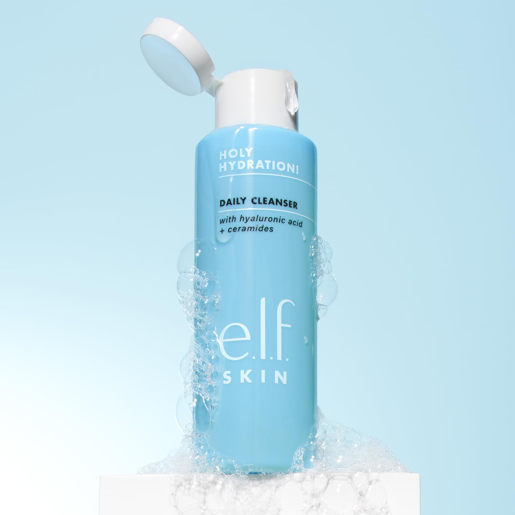 e.l.f. cleanser in hand showing travel-friendly size