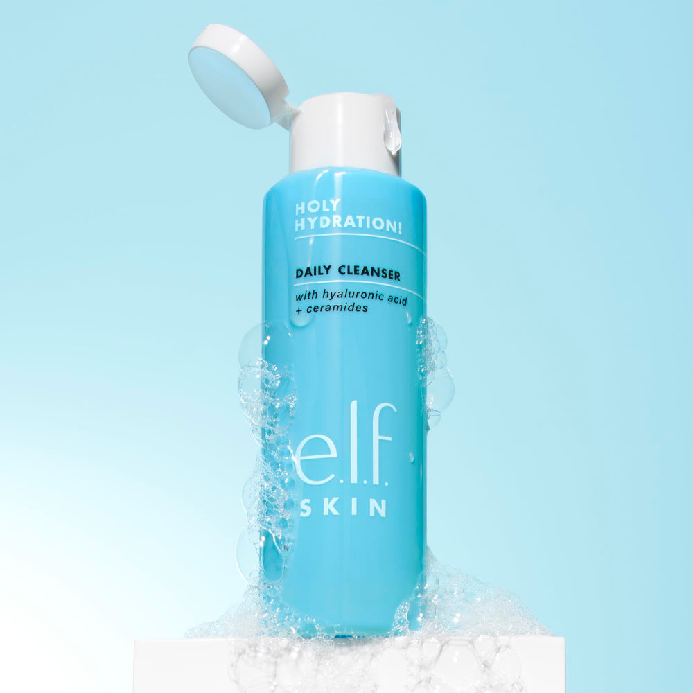 e.l.f. cleanser in hand showing travel-friendly size