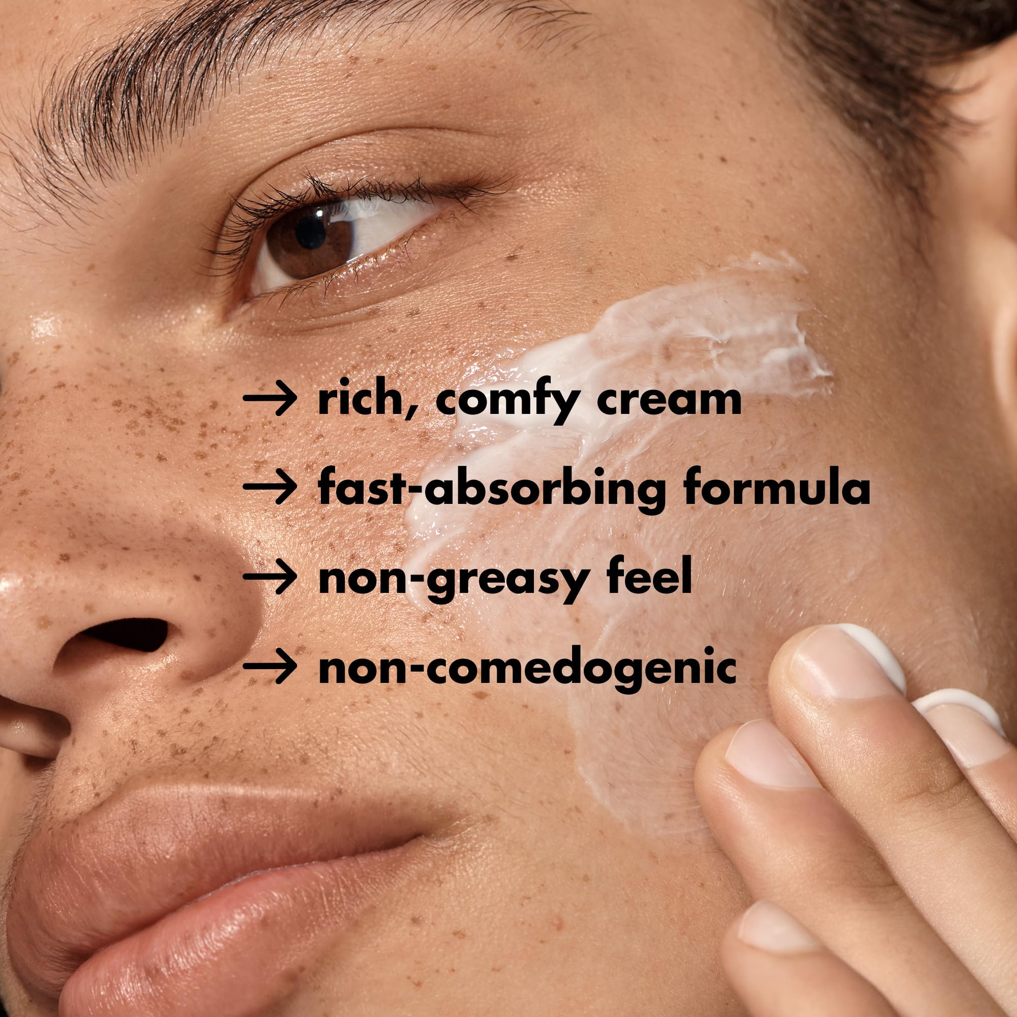 e.l.f. cream applied to back of hand demonstrating soothing, non-greasy finish