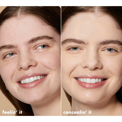 e.l.f. before and after under-eye comparison illustrating coverage and brightening benefit