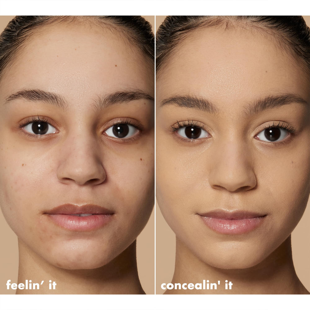 e.l.f. Hydrating Camo Concealer being applied under eye showing coverage and crease-resistant benefit