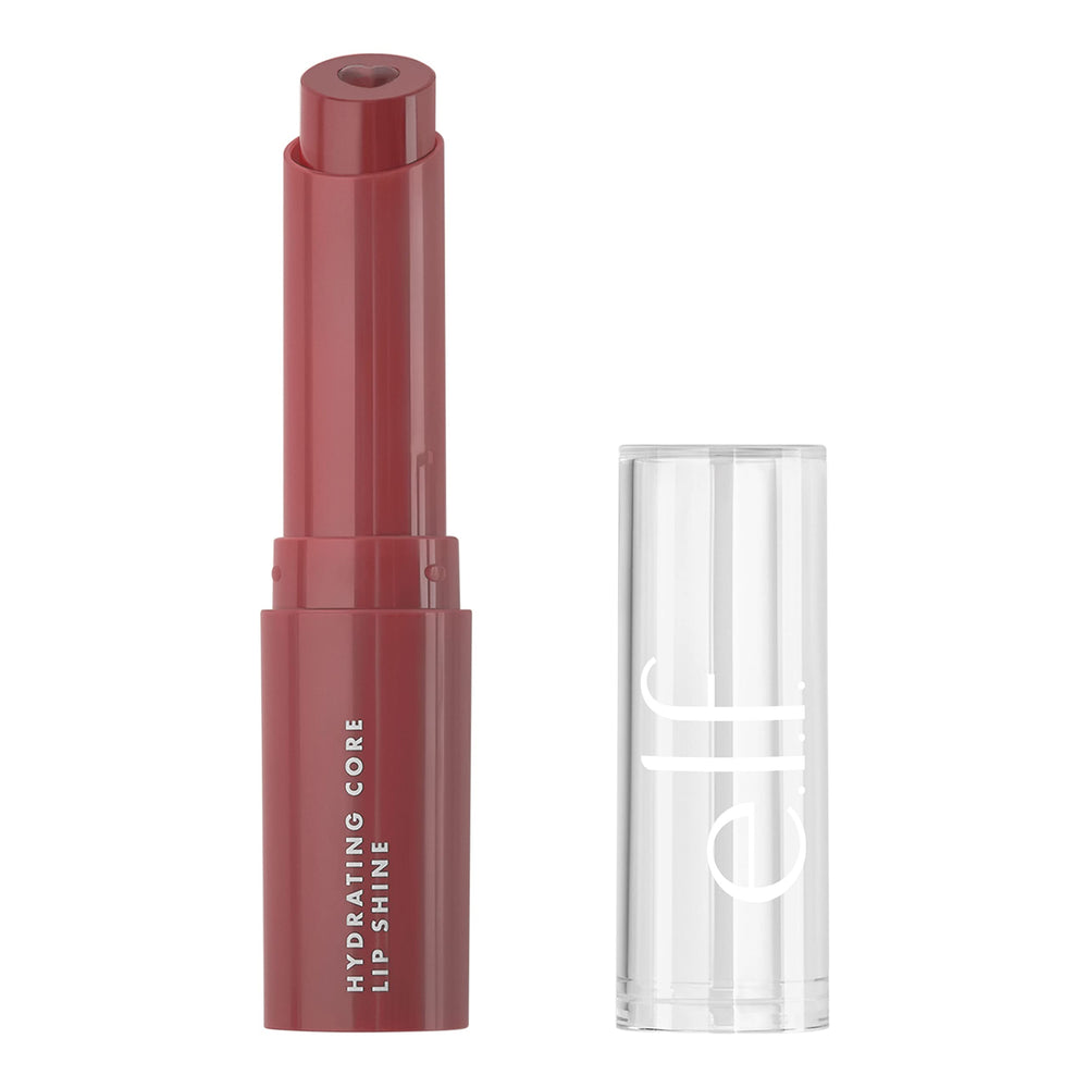 e.l.f. front view of Hydrating Core Lip Shine showing slim tinted tube and shade