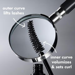 e.l.f. wand closeup displaying curved bristles for lifted curl and volume