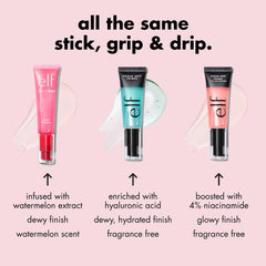 e.l.f. primer being dabbed on hand to demonstrate grip and lightweight hydration