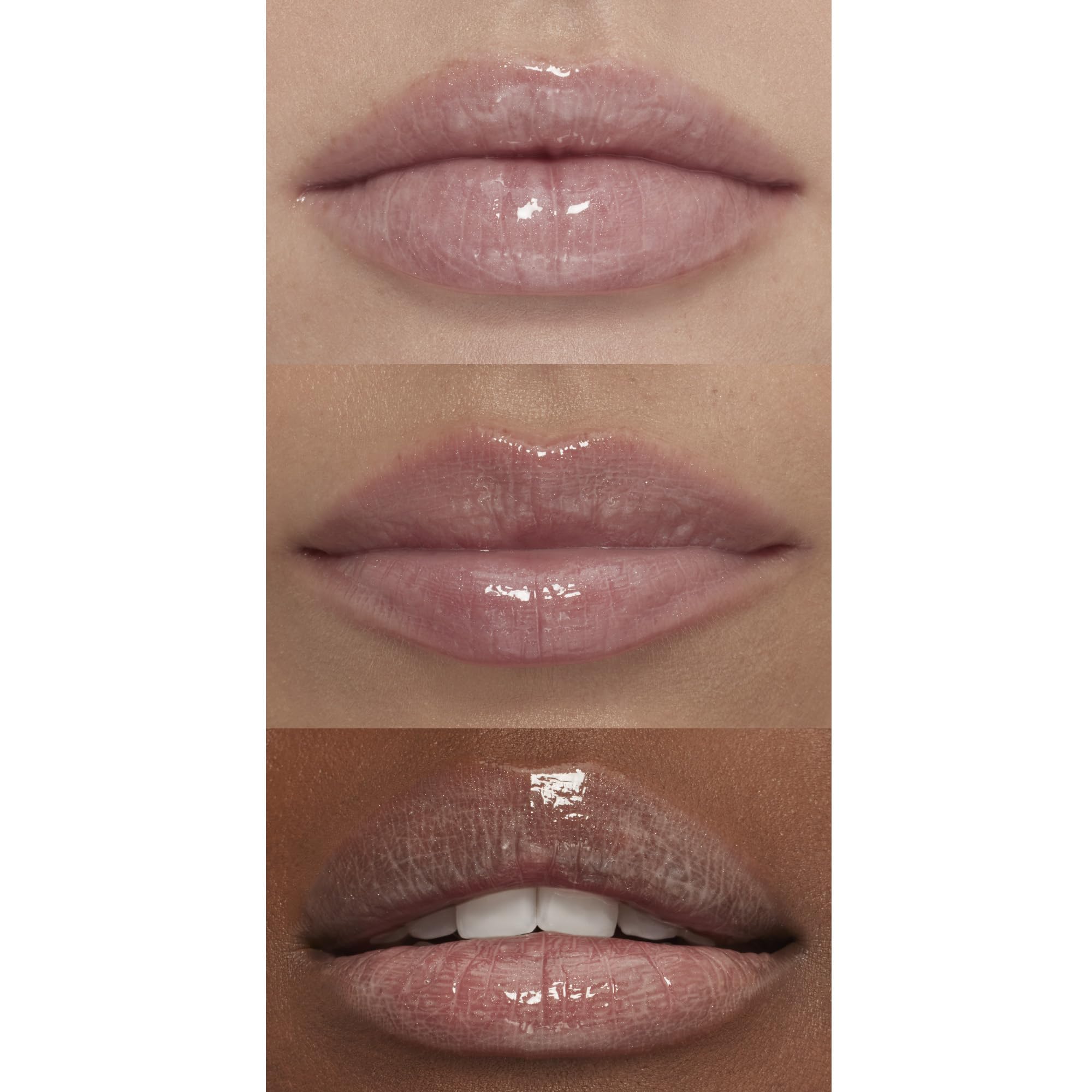 e.l.f. lip plumping gloss on lips closeup highlighting fuller-looking glossy pout