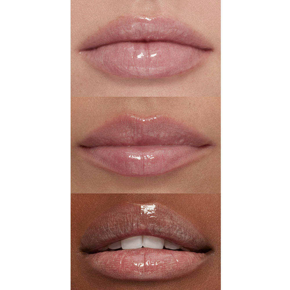 e.l.f. lip plumping gloss on lips closeup highlighting fuller-looking glossy pout