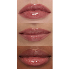 e.l.f. praline gloss worn on lips in lifestyle shot for fuller-looking pout