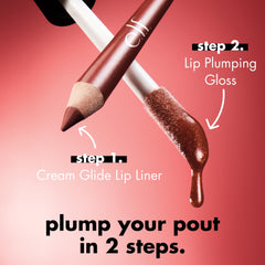 e.l.f. size comparison of praline gloss in hand for portable, on-the-go use