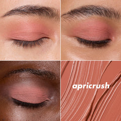 e.l.f. swatches on arm showing buildable pigment and quick-dry finish benefit