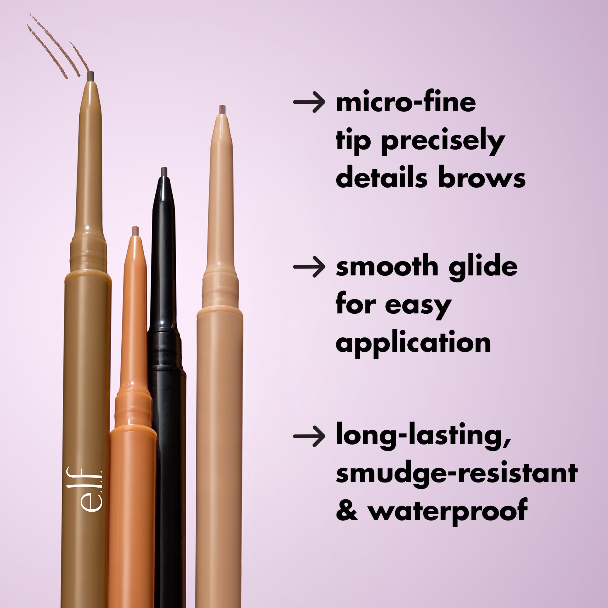 e.l.f. close-up of 1mm tip demonstrating precision for detailed brow strokes