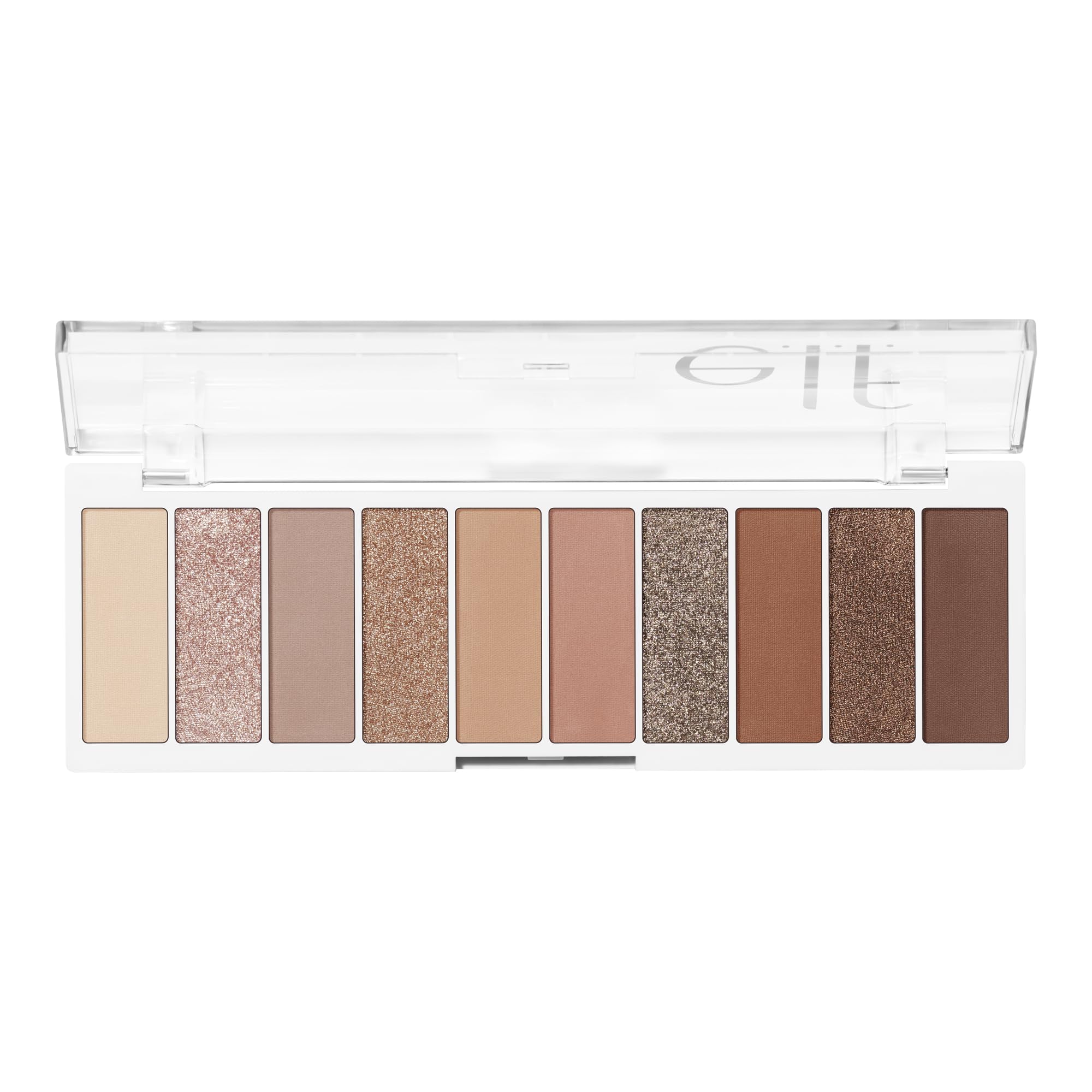 e.l.f. palette front view showing compact travel-ready design and shade variety