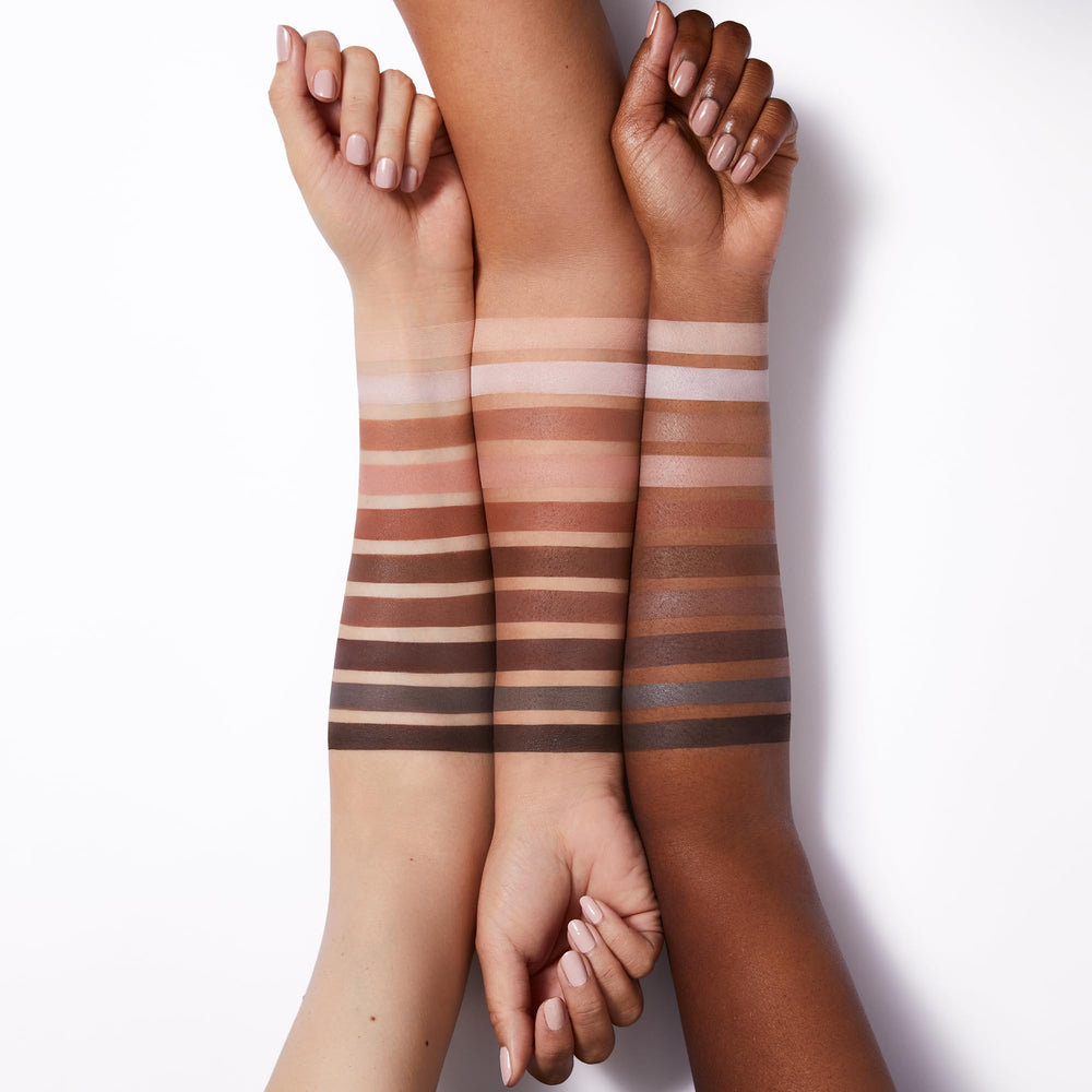 e.l.f. swatches on arm showing true-to-pan pigment and easy layering