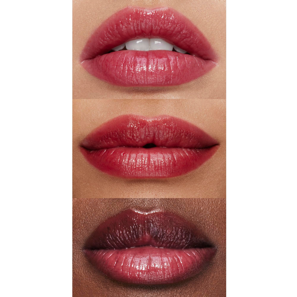 e.l.f. on lips during application providing visible shine and plumping effect