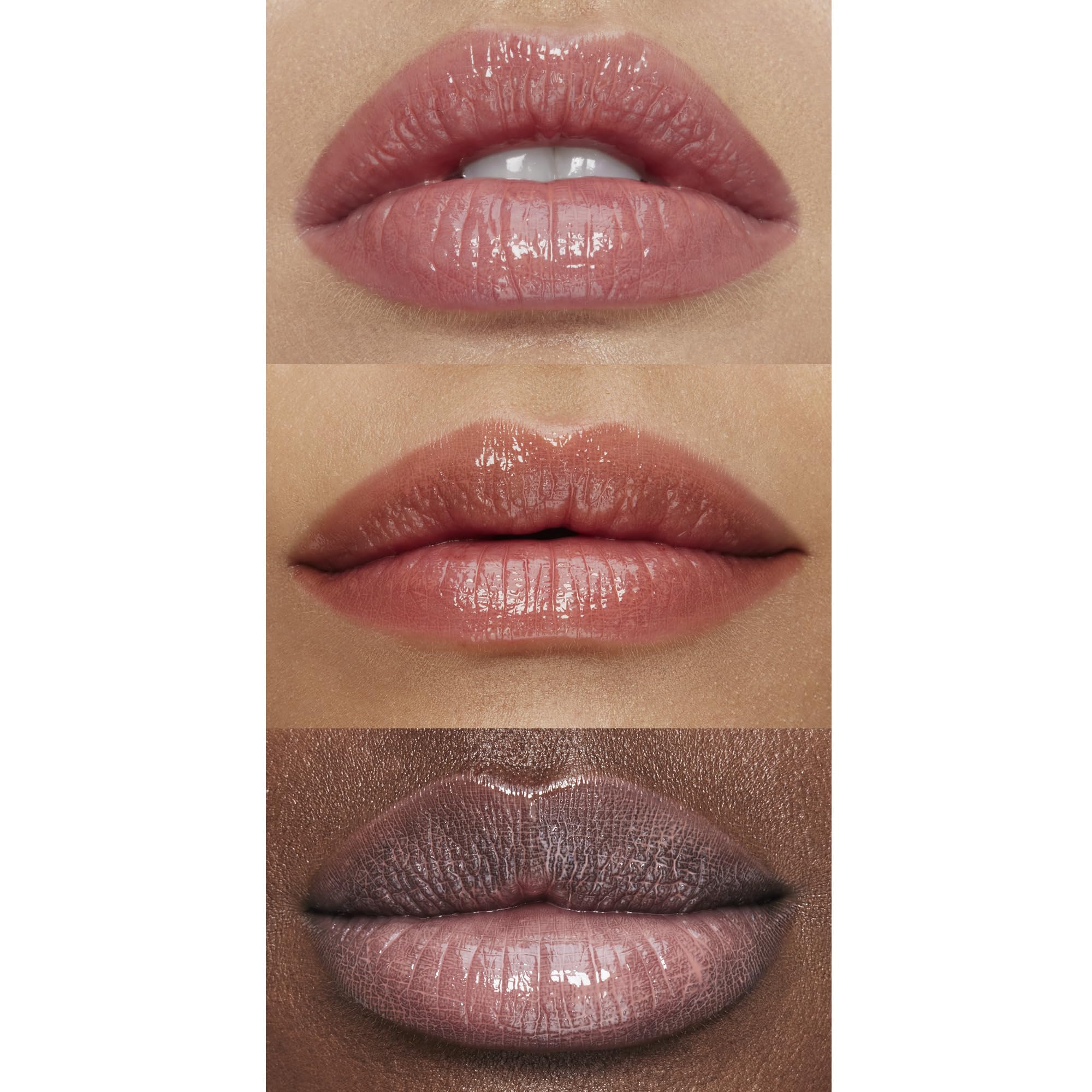 e.l.f. Pout Clout on model lips before and after for plumper-looking shine