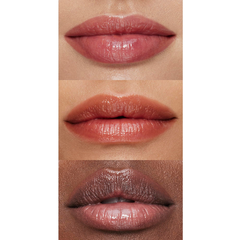 e.l.f. Pout Clout swatch on skin showing sheer toasted color and luminous shine benefits