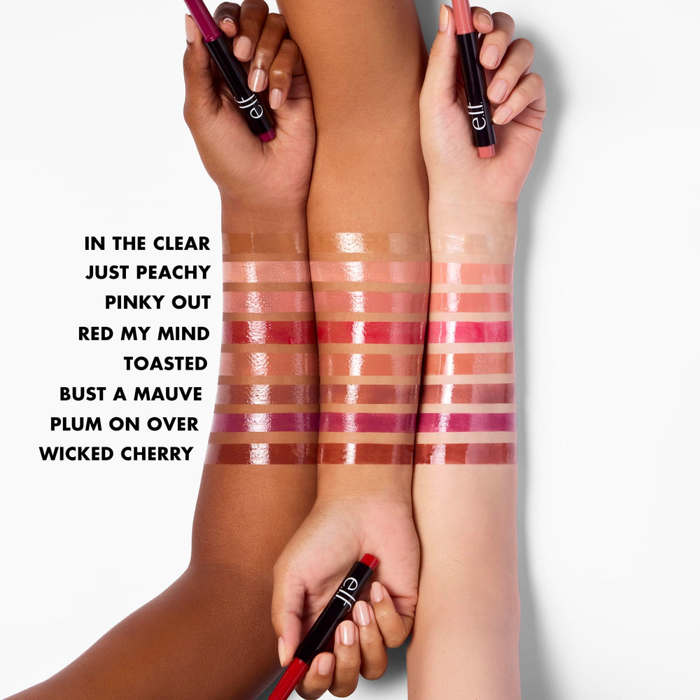e.l.f. texture swipe showing glossy, non-sticky finish for comfortable wear