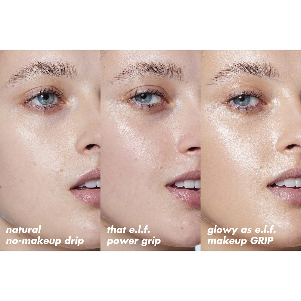 e.l.f. Power Grip label close-up showing 4% niacinamide ingredient benefit