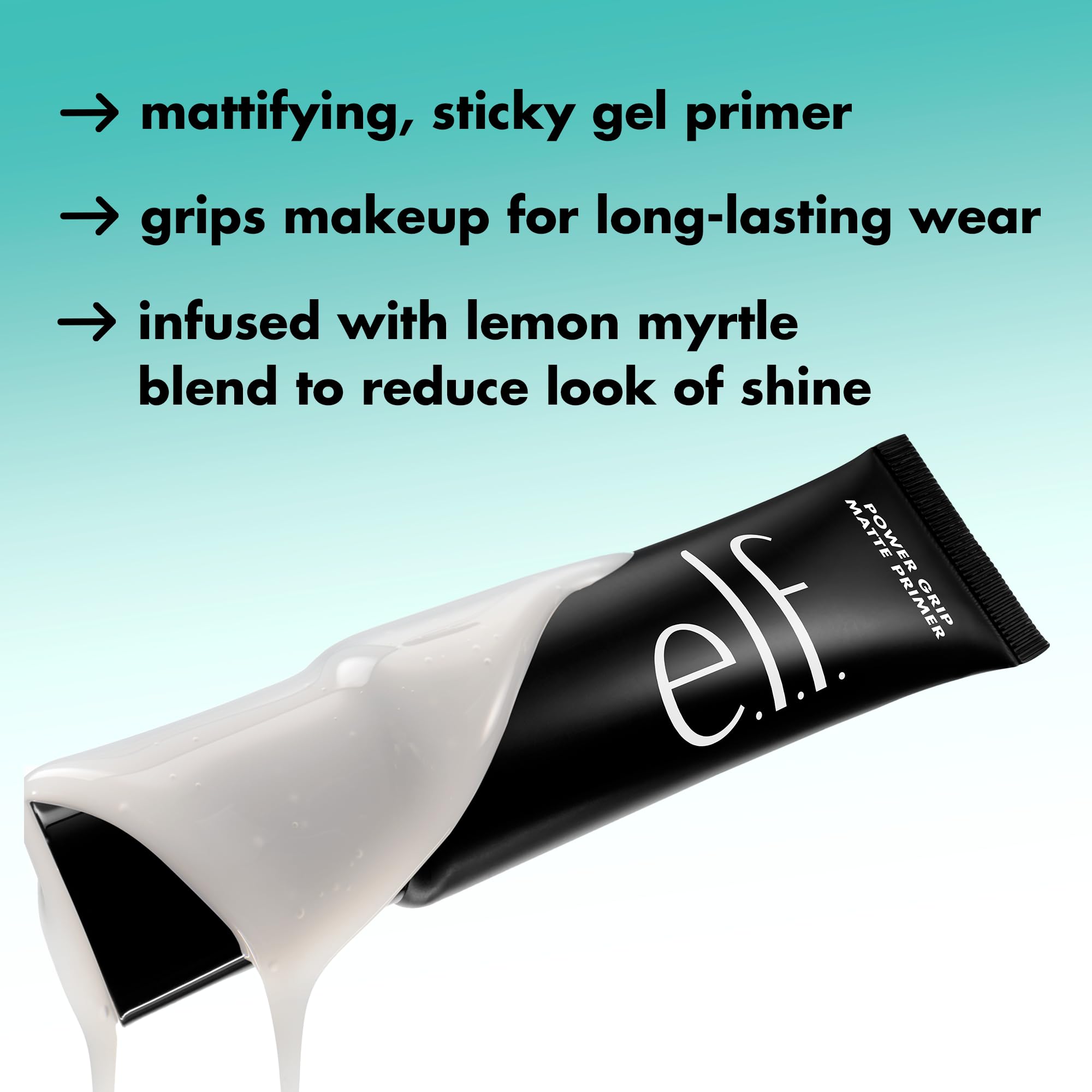 e.l.f. open jar of Power Grip Matte Primer showing translucent gel and easy access