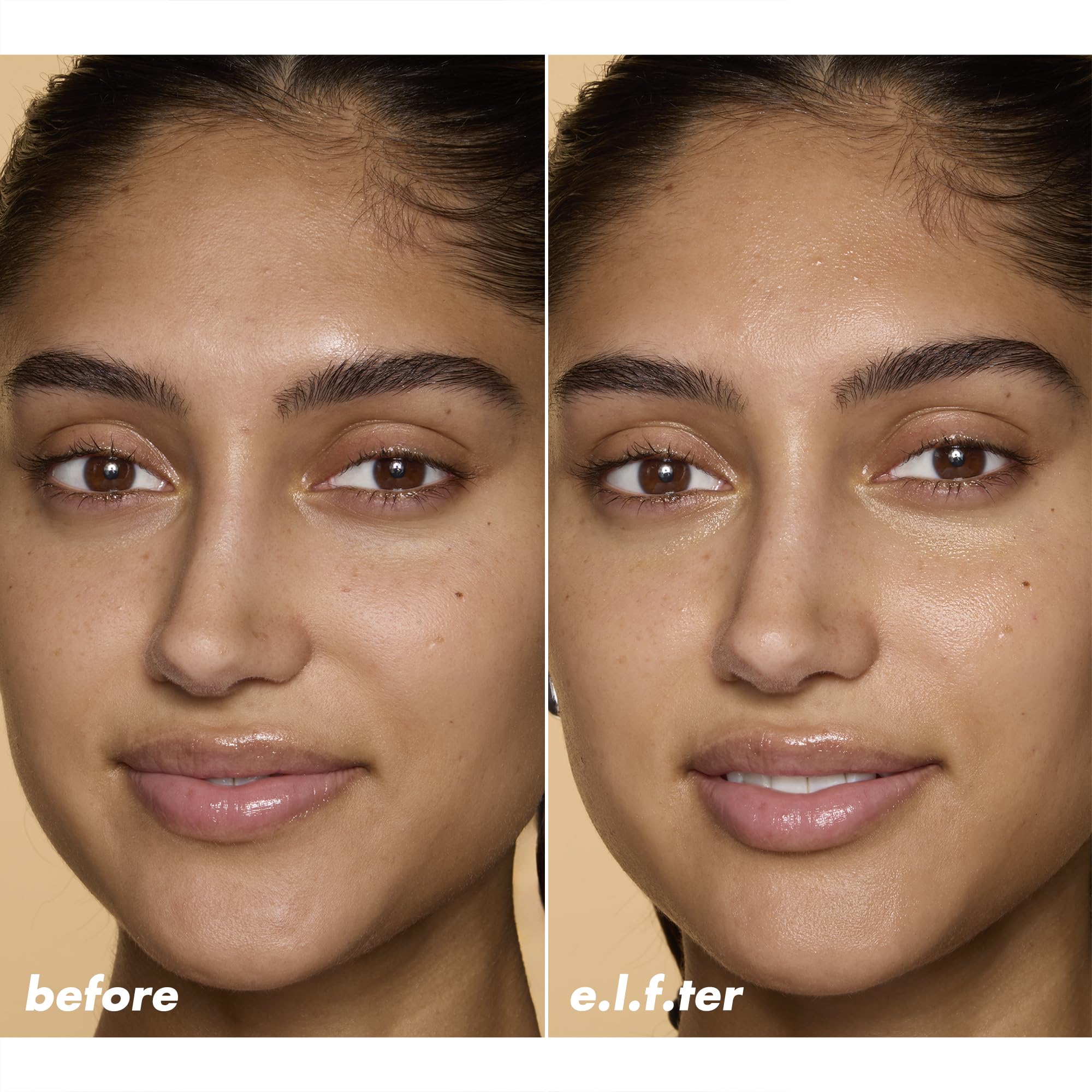 e.l.f. serum pump close-up showing precise dispensing and easy layering benefit