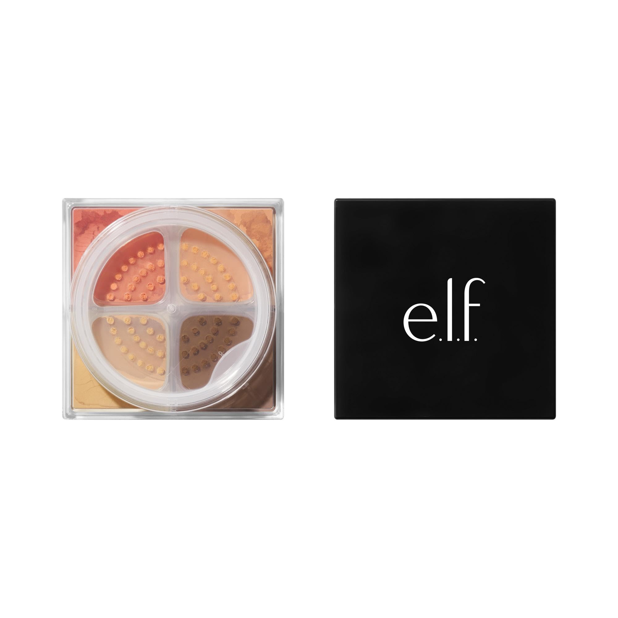 e.l.f. powder applied under-eye in use, brightens and sets concealer for longer wear