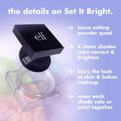 e.l.f. four powder shades close-up showing color-correcting and brightening benefits