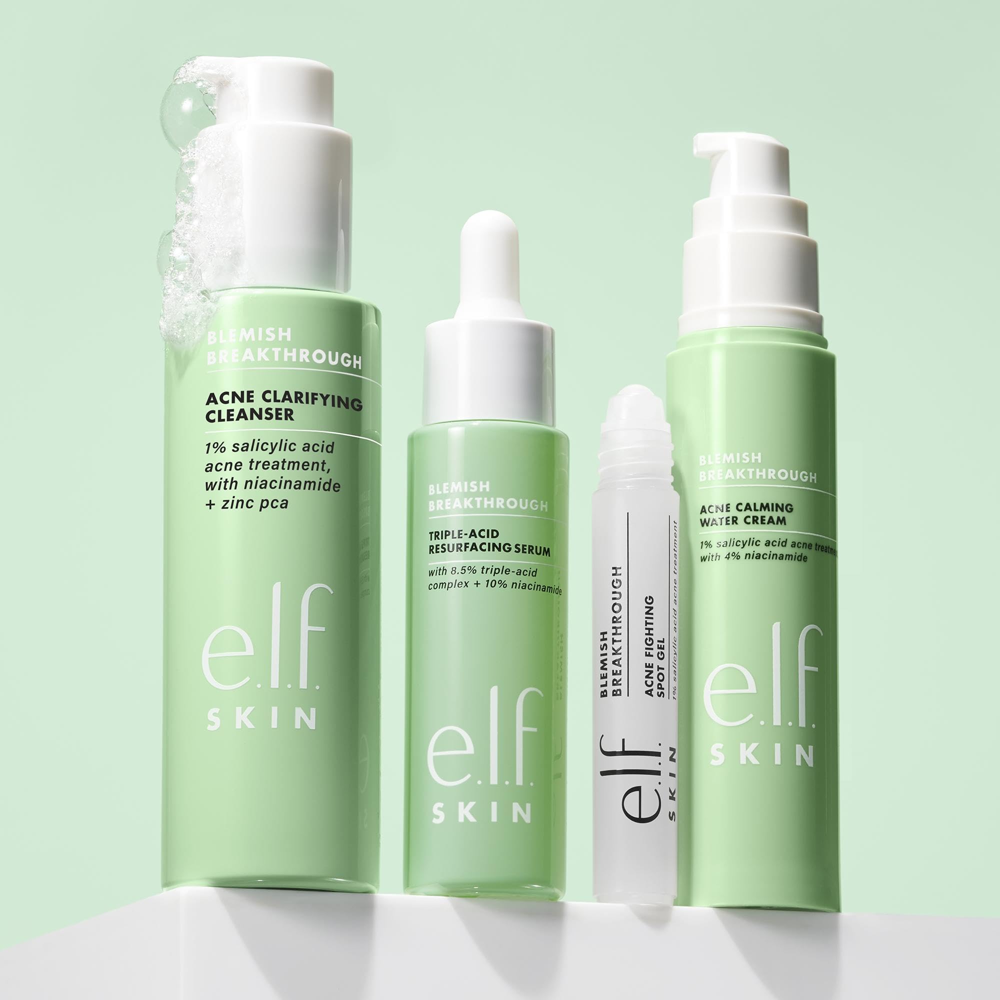 e.l.f. SKIN gel texture on fingertips highlighting lightweight lather and gentle cleanse