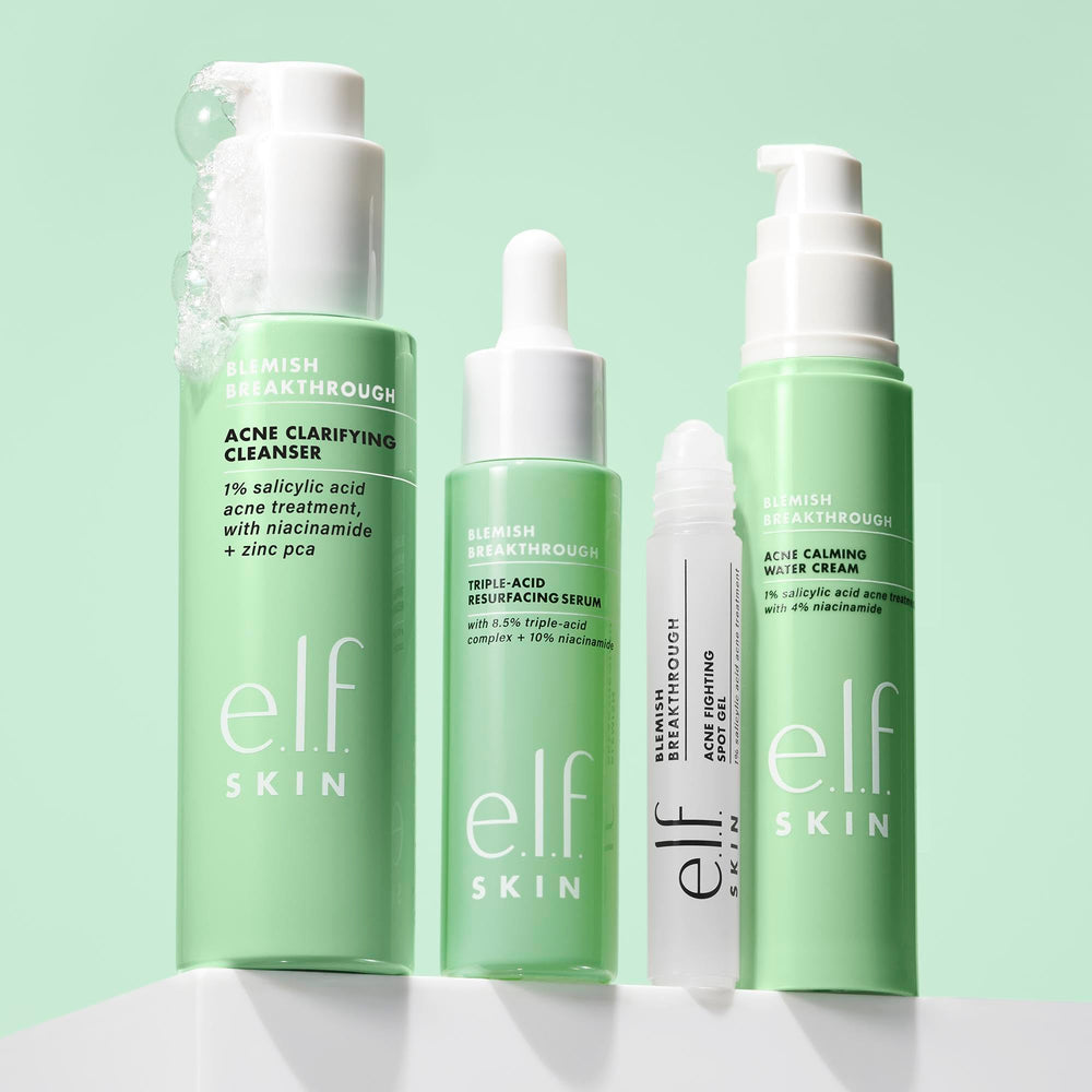 e.l.f. SKIN gel texture on fingertips highlighting lightweight lather and gentle cleanse