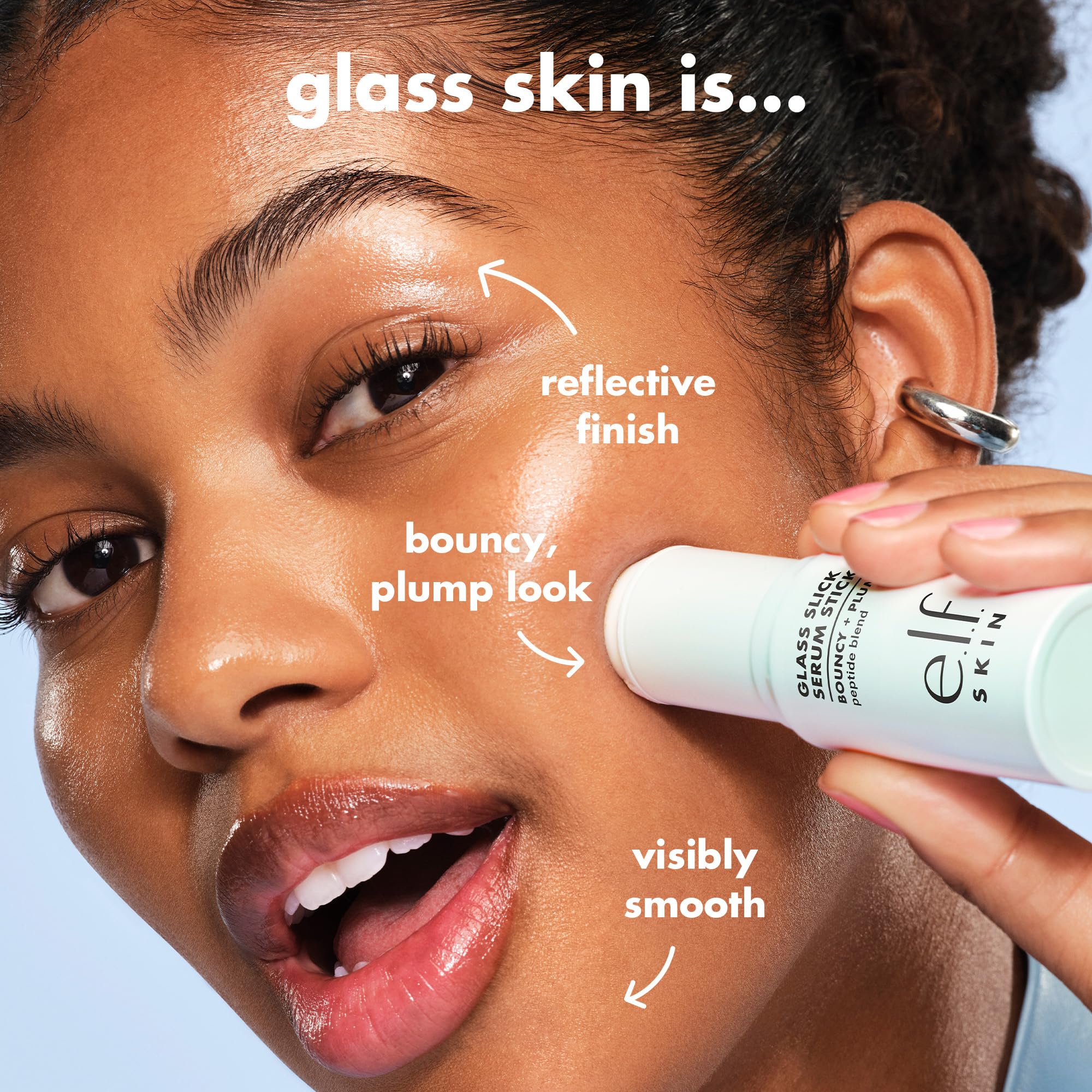 e.l.f. glass slick serum stick inside a travel pouch for easy portability