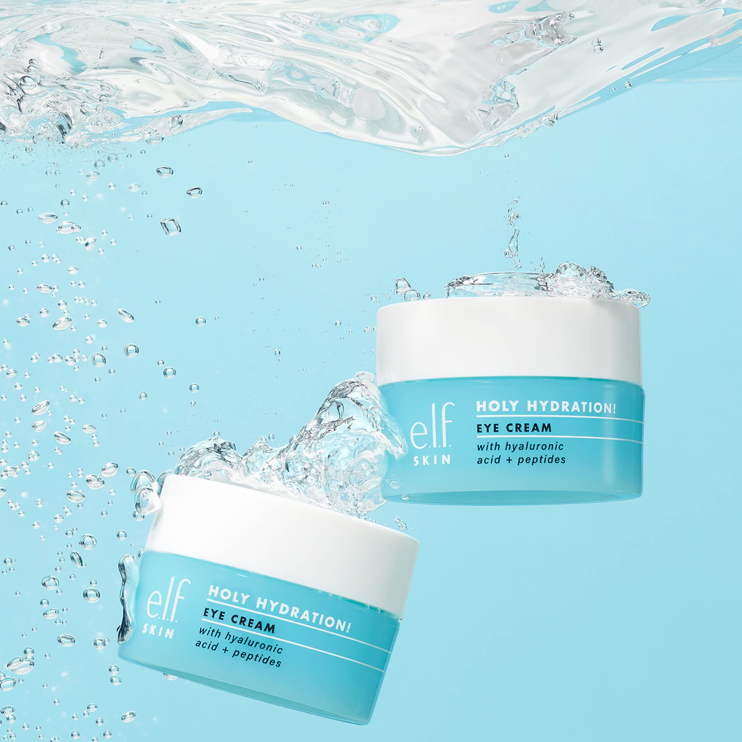 e.l.f. SKIN jar held in hand showing size and travel-friendly benefit