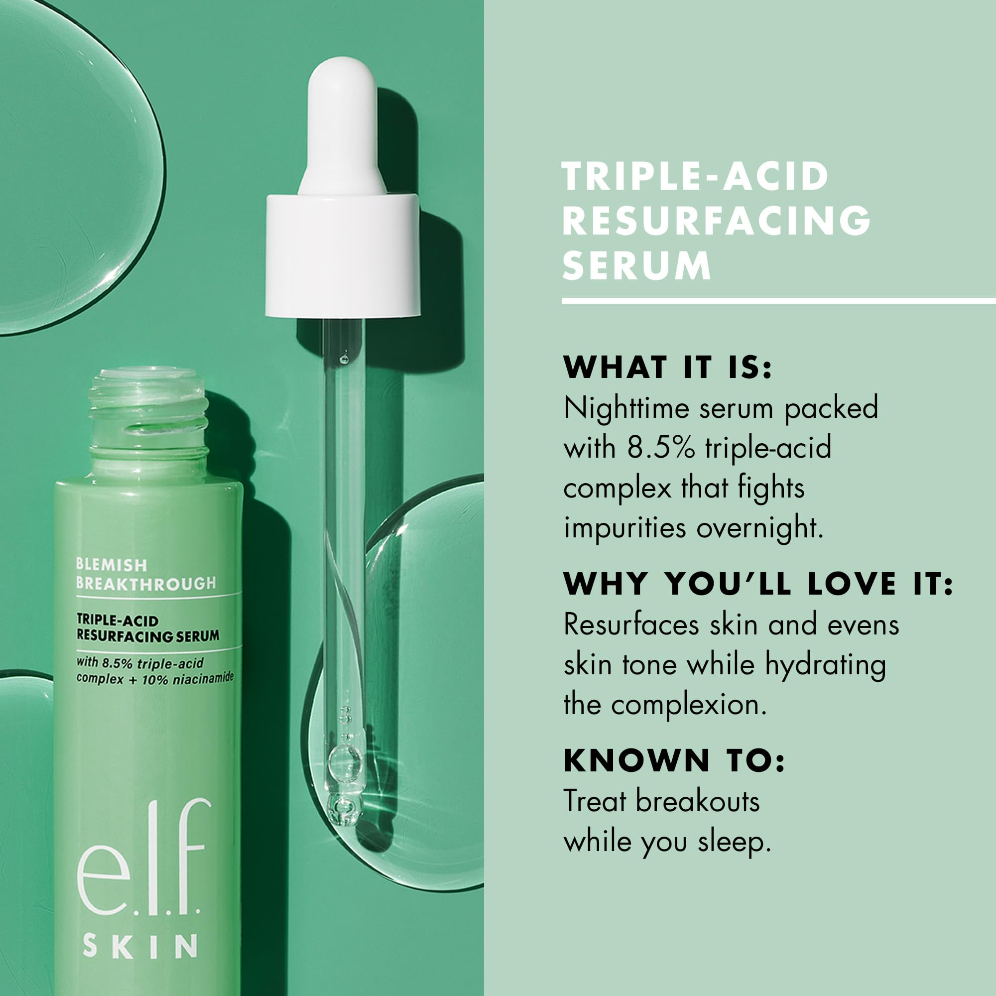 e.l.f. SKIN dropper dispensing serum, precise dosing for targeted treatment