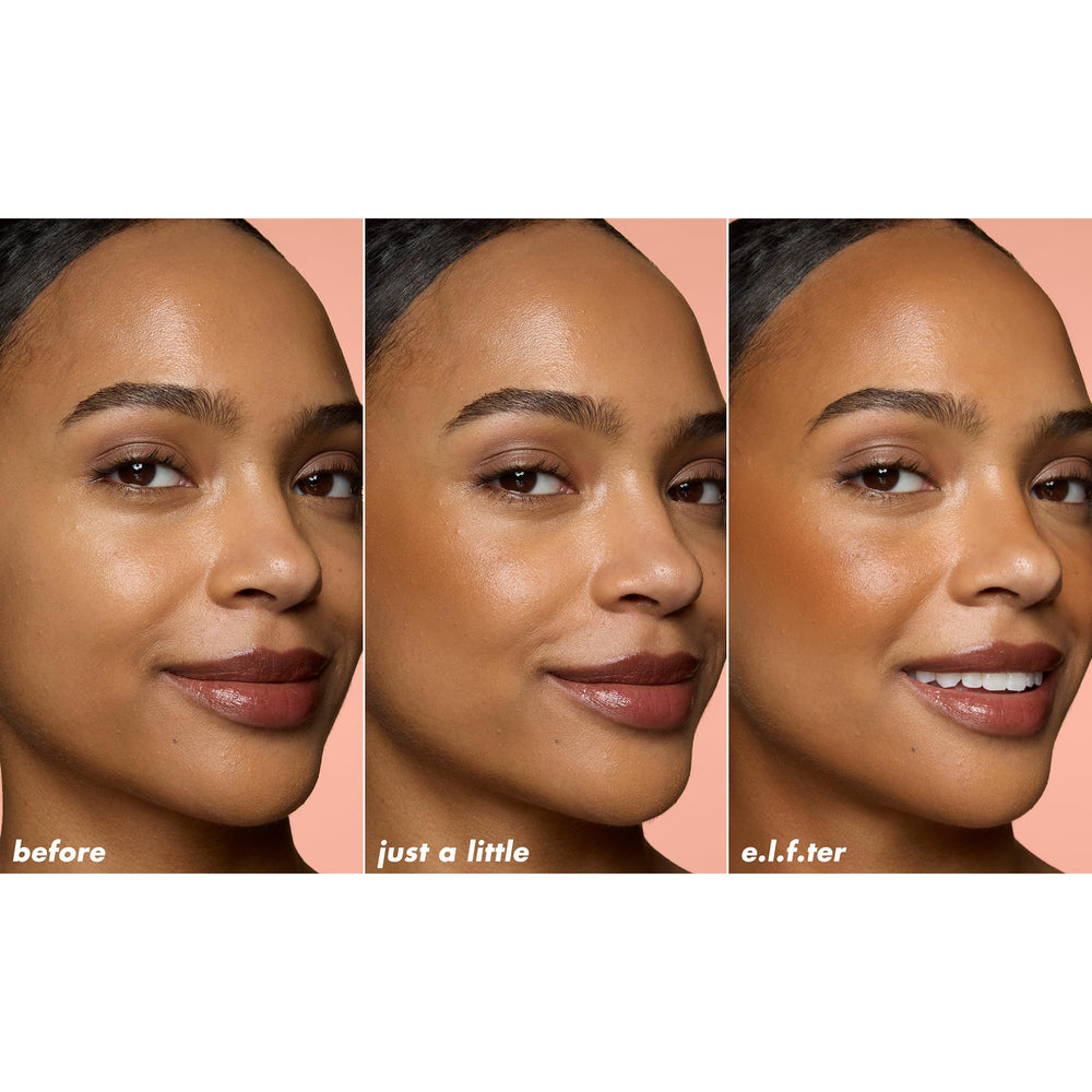 e.l.f. applying bronzer to cheekbone for natural sculpting benefit