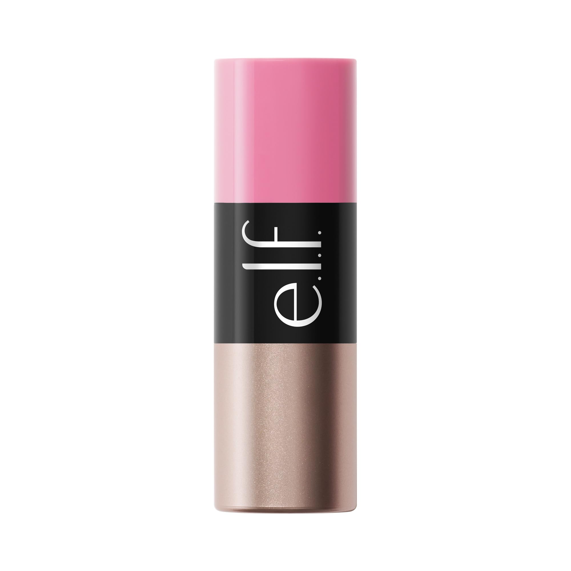 e.l.f. model applying blush to cheek showing natural flush and hydrated look