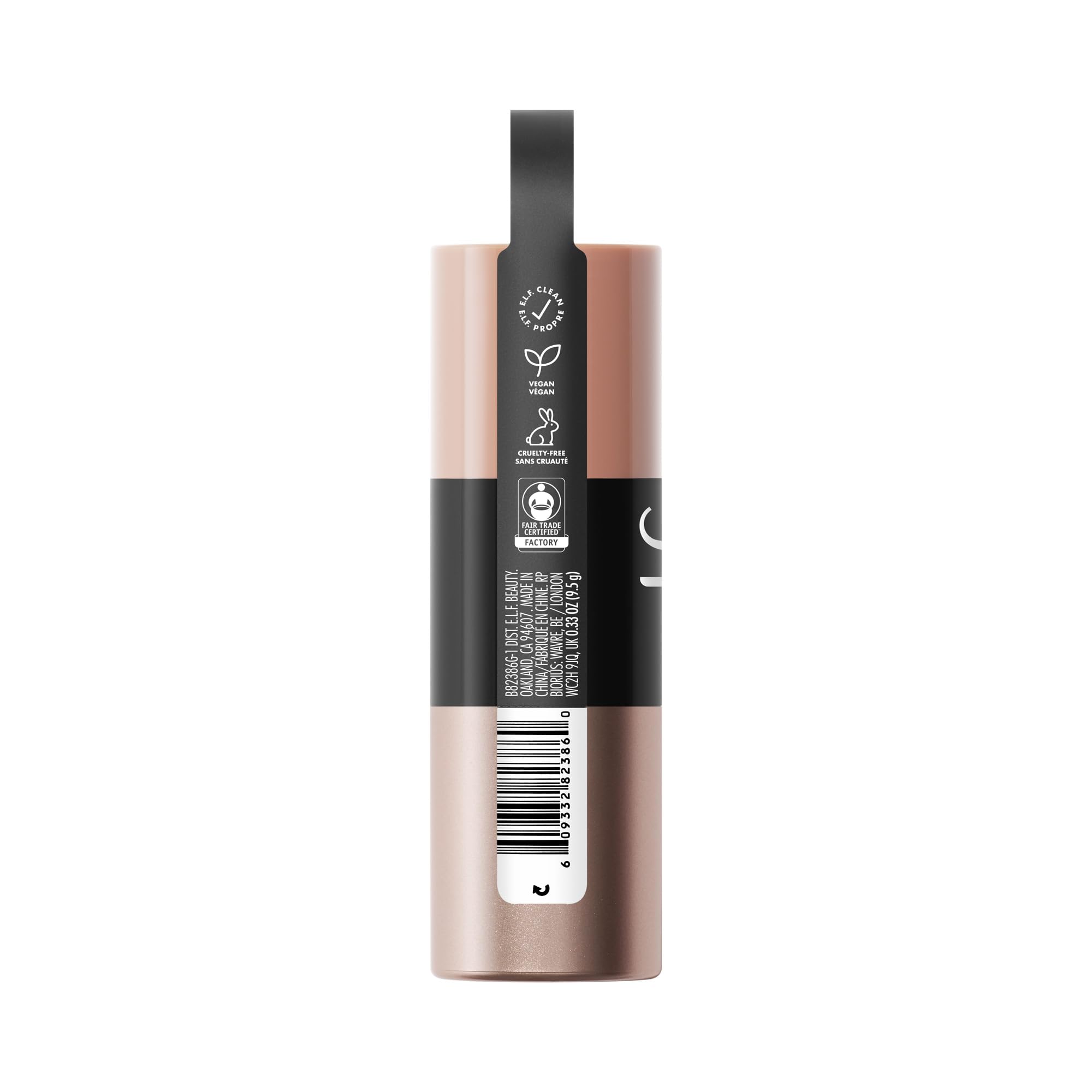 e.l.f. back label showing ingredients and cruelty-free certification benefit