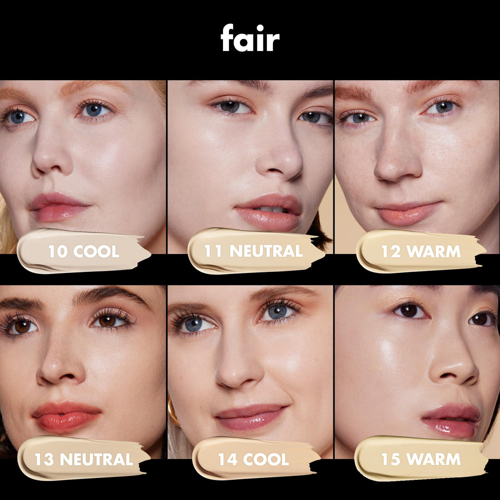e.l.f. foundation close-up on skin showing satin finish for natural-looking coverage