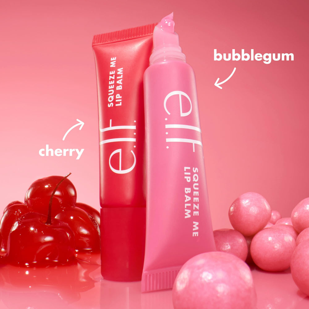 e.l.f. Cherry balm texture close-up showing smooth hydration for softer lips