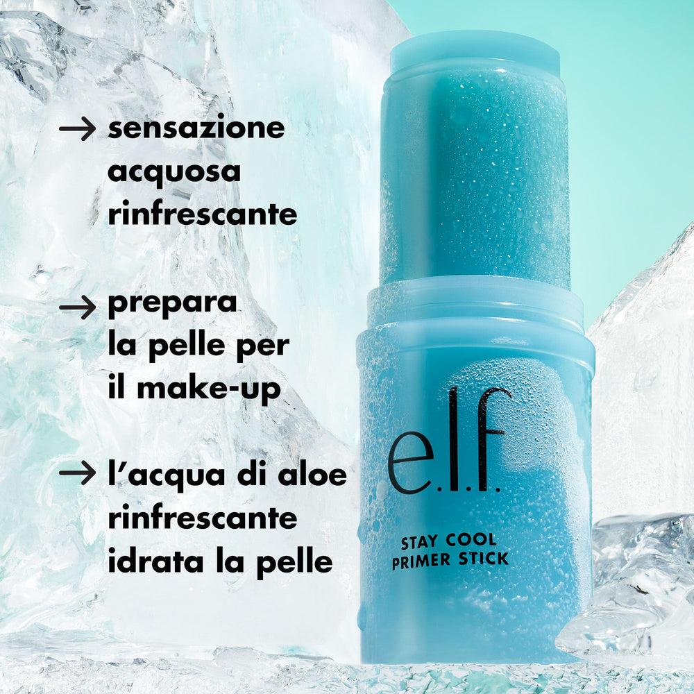e.l.f. primer stick applied to cheek demonstrating smooth makeup prep
