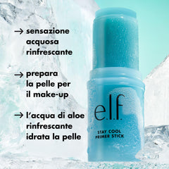 e.l.f. primer stick applied to cheek demonstrating smooth makeup prep