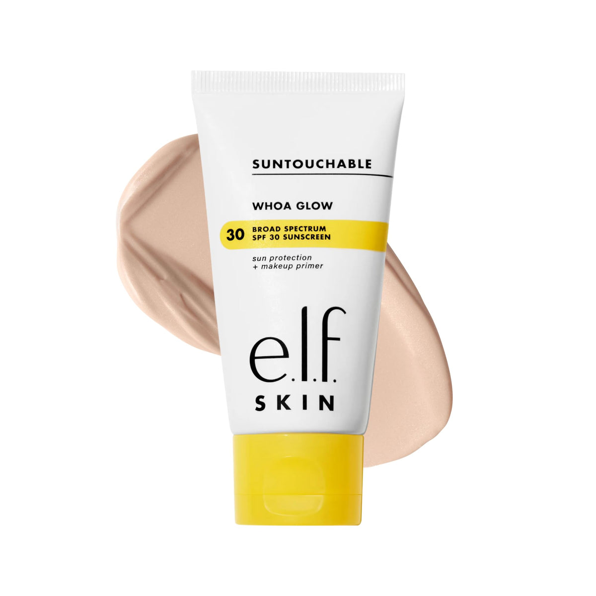 e.l.f. Suntouchable front packaging showing SPF labeling and peach shimmer benefit