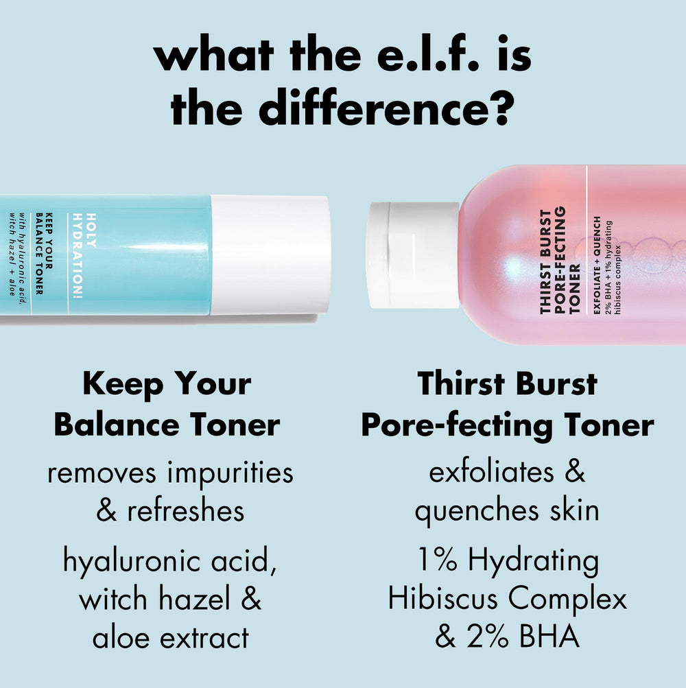 e.l.f. toner bottle styled on vanity for a fresh bathroom look