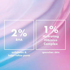 e.l.f. toner label highlighting 2% BHA and hibiscus complex benefits