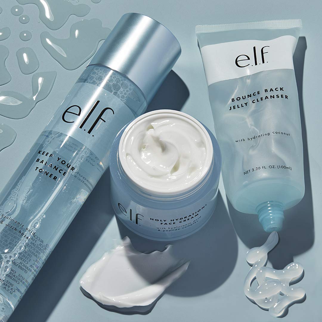 e.l.f. toner displayed on bathroom shelf for everyday skincare routine