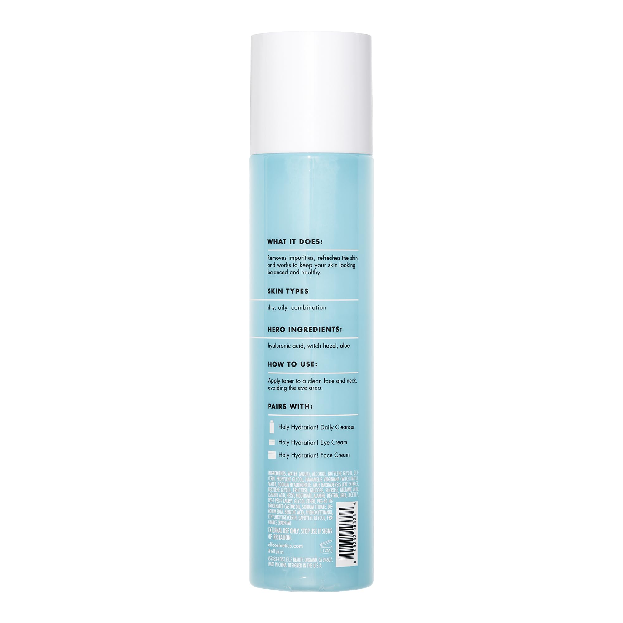 e.l.f. toner held in hand to show true 5.07 fl oz size and scale