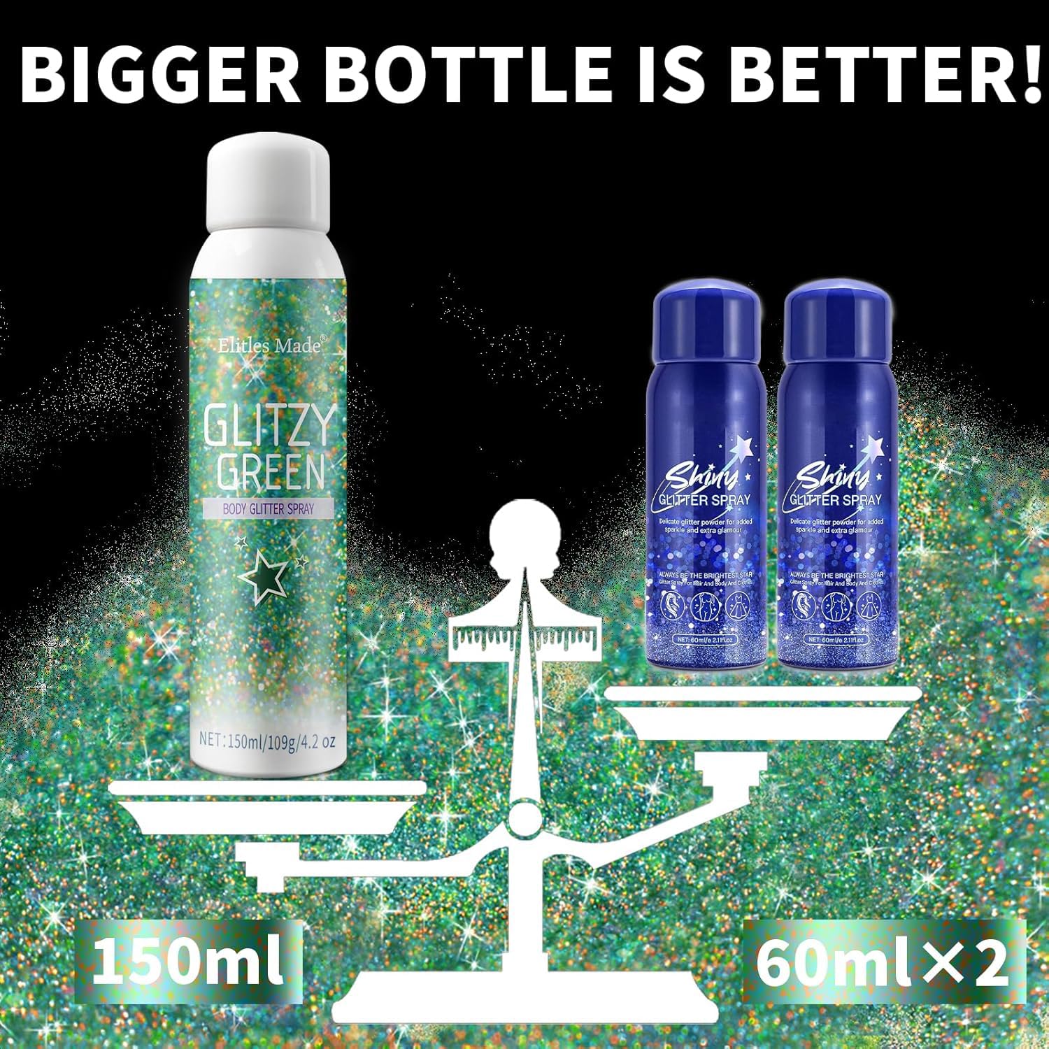Elitles Made nozzle close-up displaying fine spray pattern for even glitter