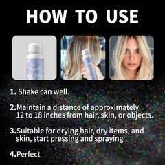 Elitles Made being sprayed on hair to add instant festival-ready sparkle benefit